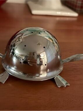 MCM Vintage Irvinware Chrome Turtle Appetizer Toothpick Holder